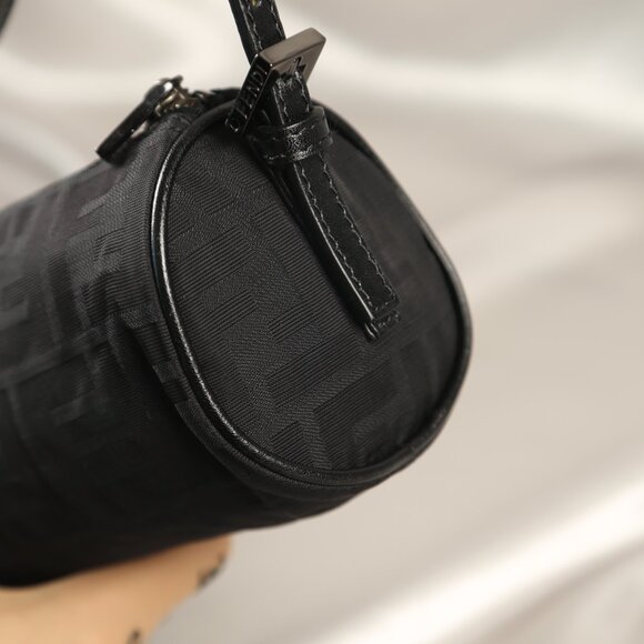 Rare FENDI Zucca FF Barrel Pochette Black - Picture 5 of 10